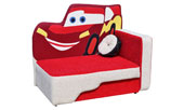 Детский диванчик Тачка надёжный диван на каждый день, оборудован ящиком для белья.
